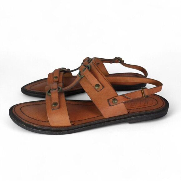 Vintage Made in Italy 1508 Leather Slingback Sandals Brown Women's 7M - Picture 3 of 11